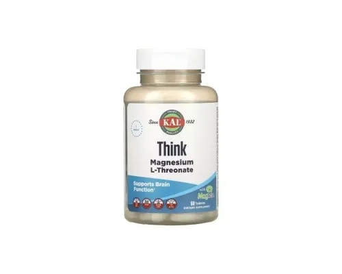 Мінерали KAL Магній L-Треонат, Think Magnesium L-Threonate, 60 таблеток (CAL-27193)