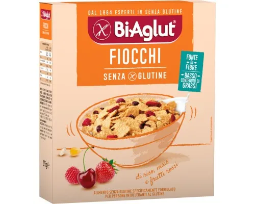 Сухой завтрак BiAglut Fiocchi Хлопья из риса, кукурузы и красными ягодами без глютена 275 г (1136530)
