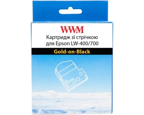 Стрічка для принтера етикеток WWM для Epson LW-400/700 9mm х 8m Gold-on-Black (WWM-SC9KZ)