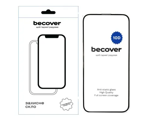 Скло захисне BeCover Apple iPhone 16 Plus 10D Black (712322)
