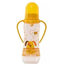 Пляшечка для годування Baby Team з латексною соскою і ручками 250 мл 0+ (1311_собачка_желтая)