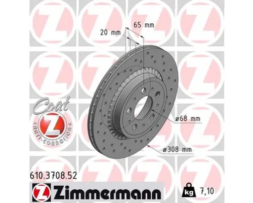 Тормозной диск ZIMMERMANN 610.3708.52