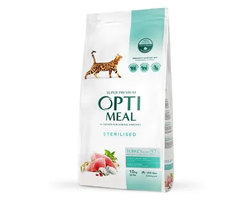 Сухий корм для кішок Optimeal для стерилізованих/кастрованих — індичка та овес 10 кг (B1830601)