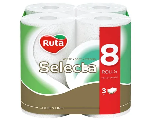 Туалетная бумага Ruta Selecta 3 слоя 8 рулонов (4820023744806)