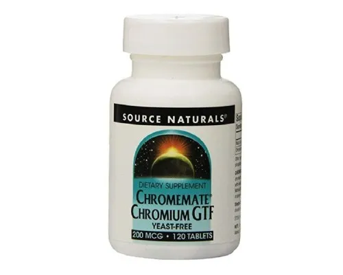 Мінерали Source Naturals Хром GTF 200 мкг, ChromeMate, 120 таблеток (SN0340)