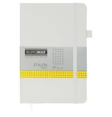 Книга записна Buromax Etalon 125x195 мм 96 аркушів в клітинку обкладинка зі штучної шкіри Біла (BM.291160-12)