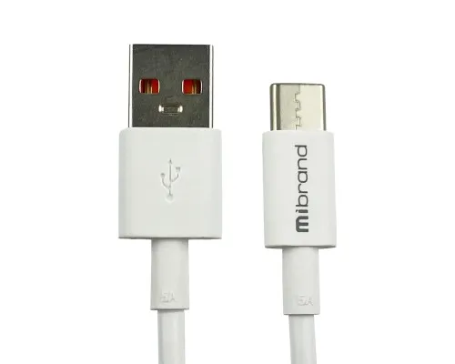 Дата кабель USB 2.0 AM to Type-C 1.0m MI-12 5A white Mibrand (MIDC/12TW)