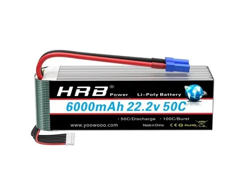 Акумулятор для дрона HRB_ Lipo 6s 22.2V 6000mAh 50C Battery XT60 Plug (HR-6000MAH-6S-50C-XT60)