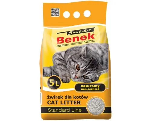Наповнювач для туалету Super Benek Бентонітовий стандартний натуральний 5 л (5905397010012)
