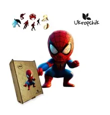 Пазл Ukropchik деревянный Супергерой Спайди size - L в коробке с набором-рамкой (Spider-Man Superhero A3)
