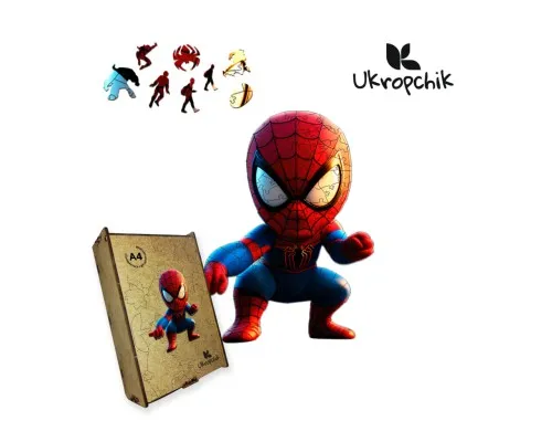 Пазл Ukropchik деревяний Супергерой Спайді size - L в коробці з набором-рамкою (Spider-Man Superhero A3)