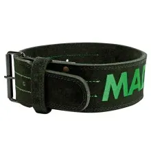 Атлетичний пояс MadMax MFB-301 Suede Single Prong шкіряний Black/Green XL (MFB-301_XL)