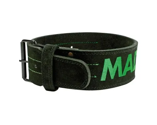 Атлетический пояс MadMax MFB-301 Suede Single Prong шкіряний Black/Green XL (MFB-301_XL)