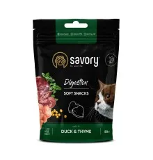 Ласощі для котів Savory для покращення травлення, качка з чебрецем 50 г (4820232631409)