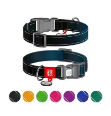 Нашийник для тварин WAUDOG Nylon Mono з QR паспортом, пластиковий фастекс S чорний (52091)