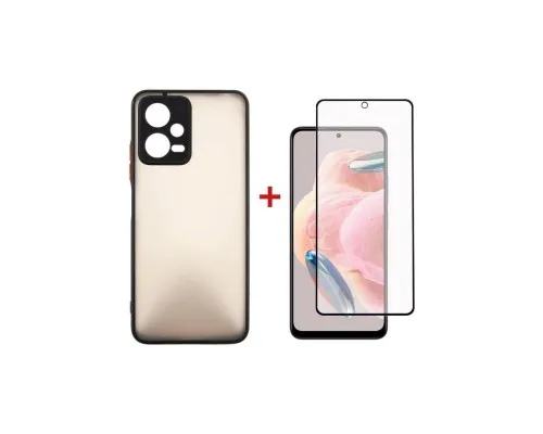 Чехол для мобильного телефона Dengos Kit for Xiaomi Redmi Note 12 5g case + glass (Black) (DG-KM-28)