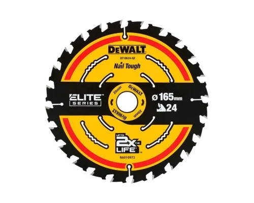 Диск пильний DeWALT ELITE EXTREME, 165х20х24, кут заточування 18 гр. (DT10624)