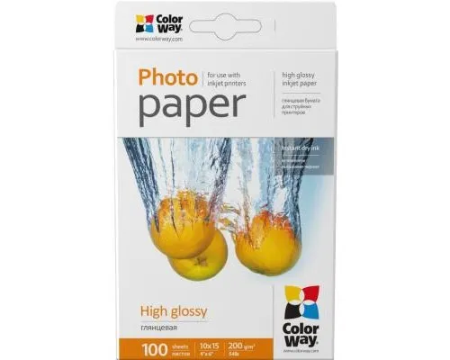 Фотопапір ColorWay 10x15 200г glossy, 100с (PG2001004R)