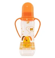 Бутылочка для кормления Baby Team с латексной соской 0+ и ручками 250 мл (1311_собачка_оранжевая)