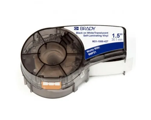 Лента для принтера этикеток Brady Self-laminating Vinyl, 4.0 - 8.1 мм., Black on White (M21-1500-427)