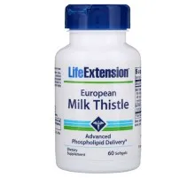 Трави Life Extension Силімарин (Розторопша), European Milk Thistle, 60 желатинови (LEX-19226)
