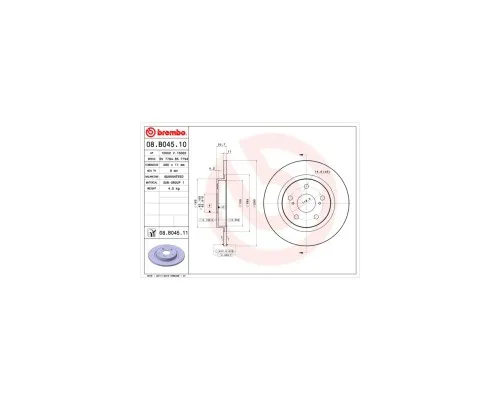 Тормозной диск Brembo 08.B045.10