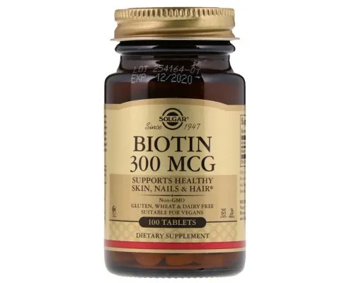 Вітамін Solgar Біотін (В7) 300 мкг, 100 таблеток (SOL-00280)