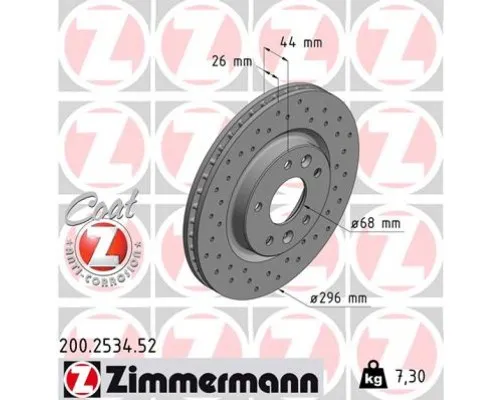 Тормозной диск ZIMMERMANN 200.2534.52