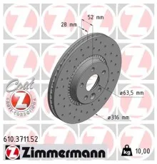 Тормозной диск ZIMMERMANN 610.3711.52