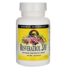 Антиоксидант Source Naturals Ресвератрол, Resveratrol, 200 мг, 60 таблеток (SN2293)