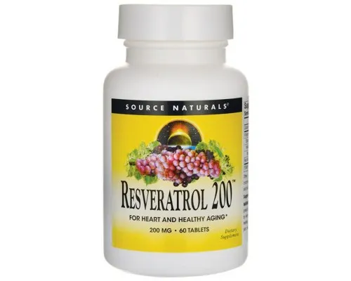 Антиоксидант Source Naturals Ресвератрол, Resveratrol, 200 мг, 60 таблеток (SN2293)