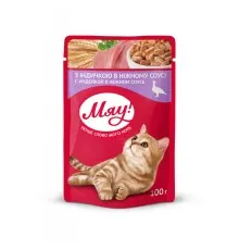 Влажный корм для кошек Мяу! в нежном соусе со вкусом индейки 100 г (4820083901591)