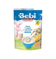 Детская каша Bebi Premium молочная 7 злаков с черникой +6 мес. 200 г (8606019654382)