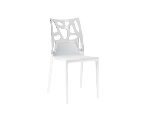 Кухонний стілець PAPATYA ego-rock, сидіння біле, верх прозоро-чистий (2266)