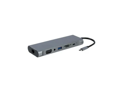 Концентратор Cablexpert USB-C 8-in-1 USB3.0/HDMI/DP/VGA/PD/CR/1Gbit/audio (A-CM-COMBO8-01)