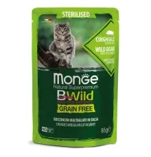 Влажный корм для кошек Monge Cat Bwild GR.FREE Wet Sterilised мясо дикого кабана с овощами 85 г (8009470012805)