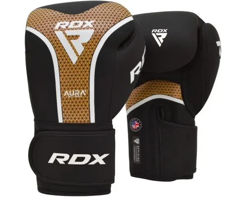 Боксерські рукавички RDX Aura Plus T-17 Black Golden 14 унцій (BGR-T17BGL-14OZ+)