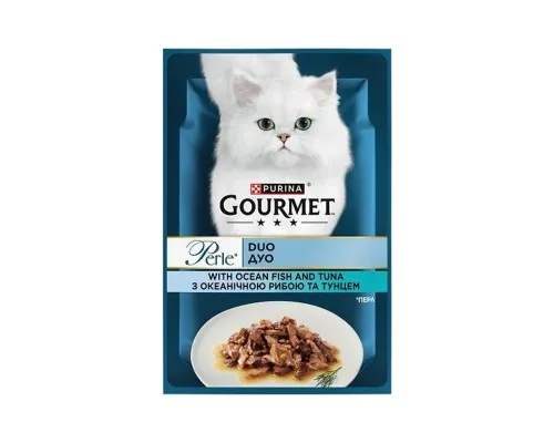 Влажный корм для кошек Purina Gourmet Perle с Океанической рыбой, Тунцом в подливе 85 г (8445291188099)