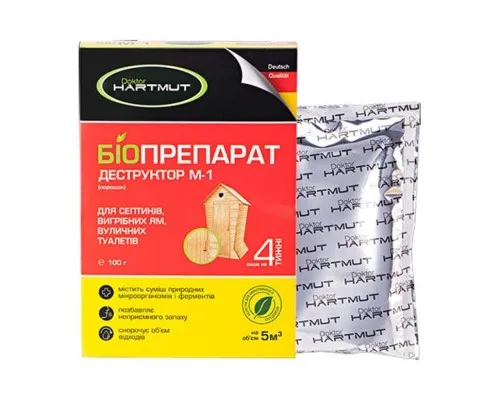Засіб для дезодорації біотуалетів Doktor Hartmut биопрепарат-деструктор М-1 (4260349572002)