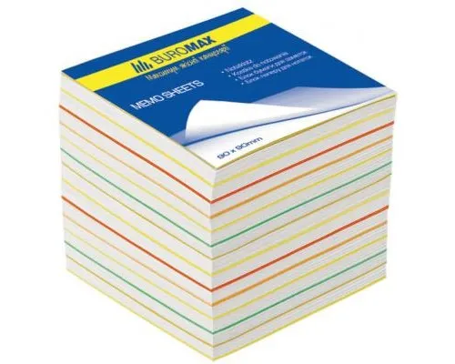Бумага для заметок Buromax Rainbow JOBMAX 90х90х70мм, unglued (BM.2249)