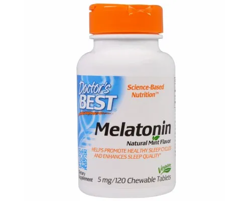 Аминокислота Doctor's Best Мелатонин 5мг, Мятный вкус, 120 жевательных таблеток (DRB-00407)