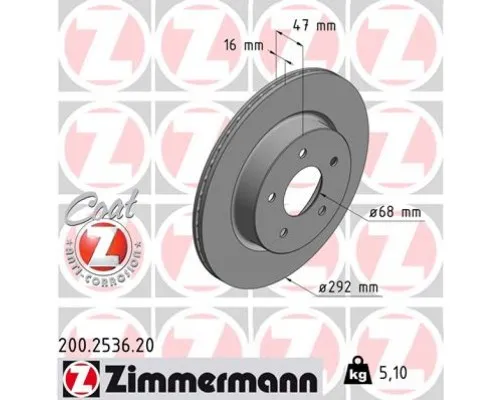 Тормозной диск ZIMMERMANN 200.2536.20