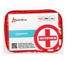 Автомобільна аптечка Poputchik згідно ТУ футляр м'який червоний 19х8х14 (02-037-М)