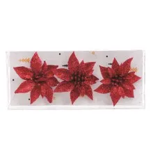 Елочная игрушка Jumi цветок на клипсе, пластик, красный с блеск., 3шт (5900410380912)