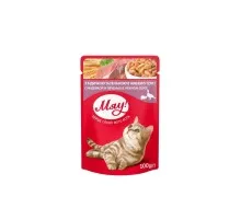 Влажный корм для кошек Мяу! в соусе со вкусом индейки и печени 100 г (4820215365215)