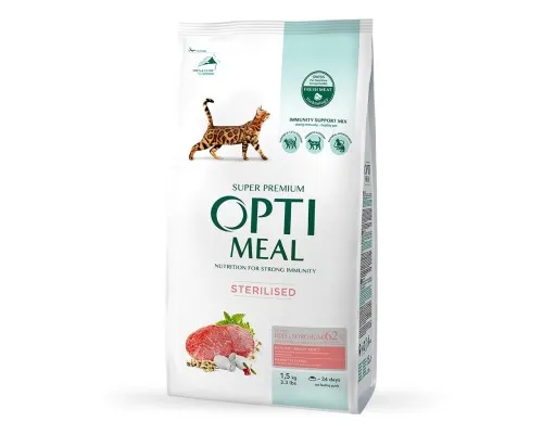 Сухой корм для кошек Optimeal для стерилизованных/кастрированных с говядиной и сорго 1.5 к (4820215364652)