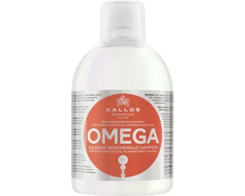 Шампунь Kallos Cosmetics Omega Восстанавливающий с комплексом Омега-6 и маслом макадамии 1000 мл (5998889511586)