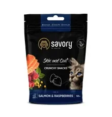 Ласощі для котів Savory для здоров'я шкіри та шерсті, лосось з малиною 50 г (4820232631386)