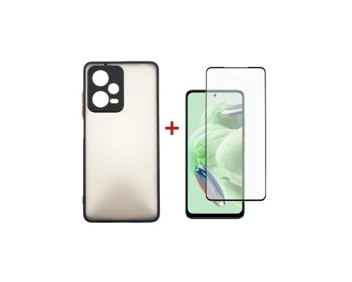 Чехол для мобильного телефона Dengos Kit for Xiaomi Redmi Note 12 Pro 5g case + glass (Black) (DG-KM-30)