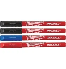 Набор маркеров Milwaukee Fine Tip INKZALL синий, красный, черный, черный, 4шт (48223165)
